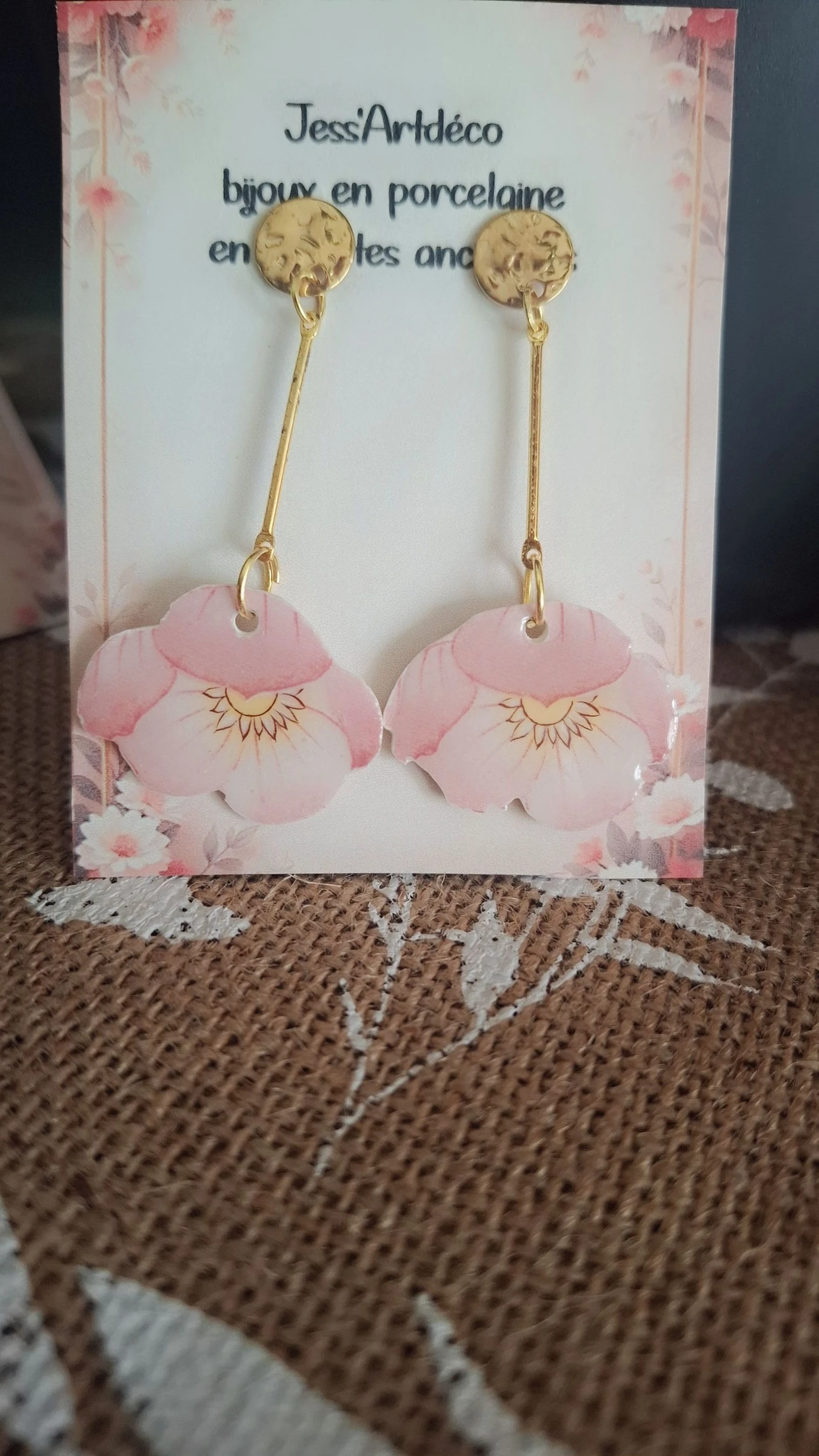 Boucles oreilles pendantes porcelaine bijoux 
